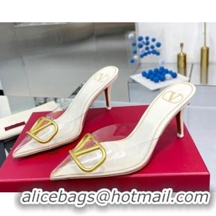 Good Quality Valentino VLogo Signature Heel Mules in Transparent Polymer White 613154