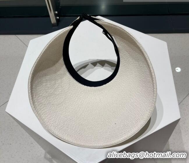 Top Quality Chanel Camellia Straw Visor Hat 0705 White 2023