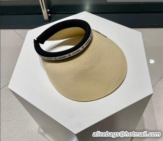 Inexpensive Chanel Camellia Straw Visor Hat 0705 Beige 2023