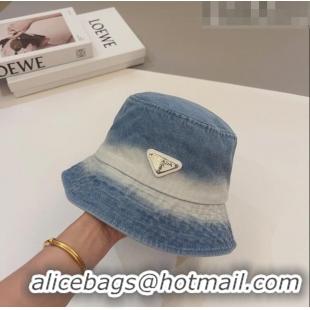 Good Looking Prada Washed Denim Bucket Hat 0706 Light Blue 2023