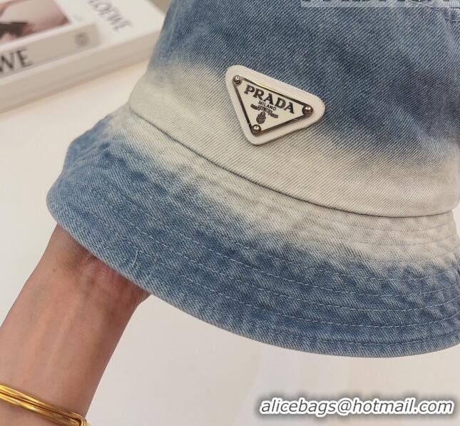 Good Looking Prada Washed Denim Bucket Hat 0706 Light Blue 2023