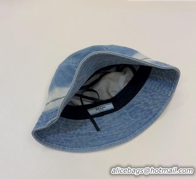 Good Looking Prada Washed Denim Bucket Hat 0706 Light Blue 2023