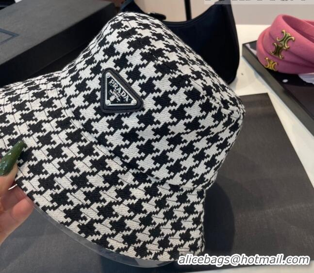 Good Taste Prada Houndstooth Bucket Hat 0713 Black/White 2023