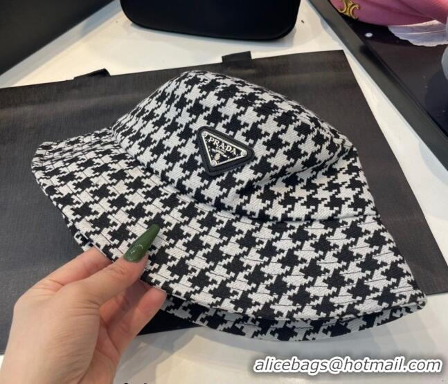 Good Taste Prada Houndstooth Bucket Hat 0713 Black/White 2023