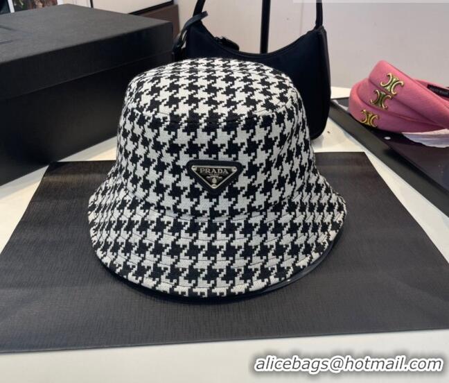 Good Taste Prada Houndstooth Bucket Hat 0713 Black/White 2023