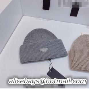 Good Quality Prada Knit Hat 0802 Grey 2023