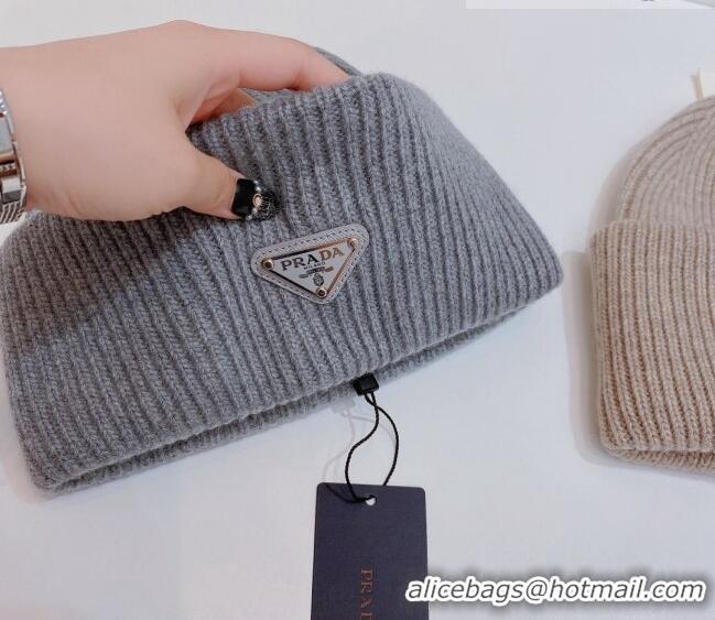 Good Quality Prada Knit Hat 0802 Grey 2023