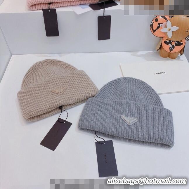 Good Quality Prada Knit Hat 0802 Grey 2023