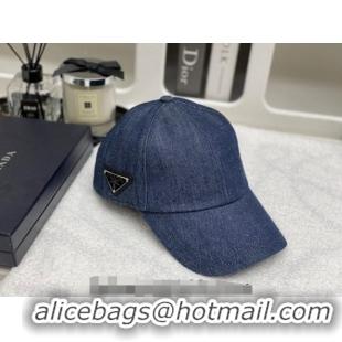 Good Taste Prada Denim Baseball Hat 0807 Blue 2023