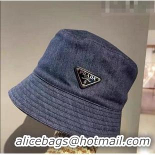 Luxury Cheap Prada Denim Bucket Hat 0807 Blue 2023