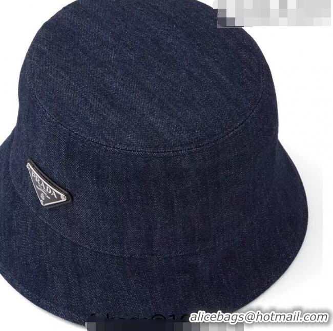 Luxury Cheap Prada Denim Bucket Hat 0807 Blue 2023