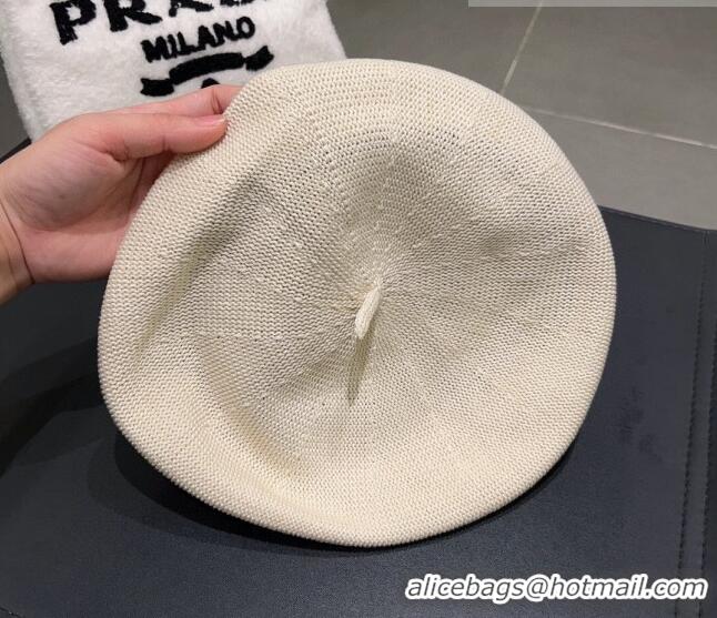 Good Looking Prada Knit Beret Hat 0810 White 2023