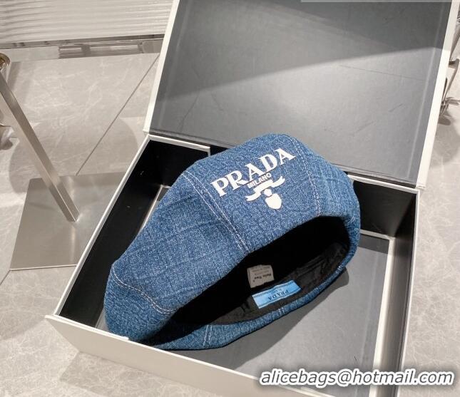 Most Popular Prada Denim Beret Hat PR8151 Blue 2023