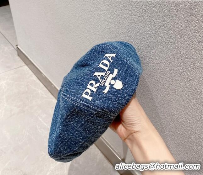 Most Popular Prada Denim Beret Hat PR8151 Blue 2023