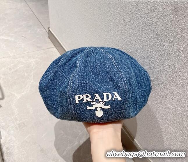 Most Popular Prada Denim Beret Hat PR8151 Blue 2023