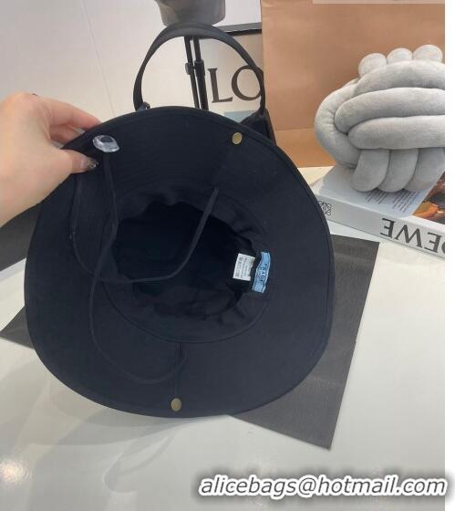 Low Price Prada Canvas Wide Brim Bucket Hat PR08231 Black 2023