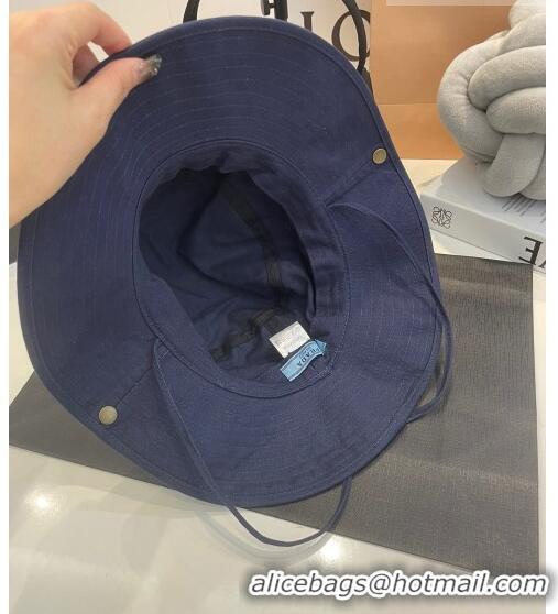 Most Popular Prada Canvas Wide Brim Bucket Hat PR08231 Navy Blue 2023