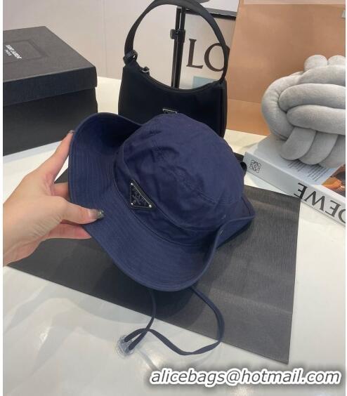 Most Popular Prada Canvas Wide Brim Bucket Hat PR08231 Navy Blue 2023