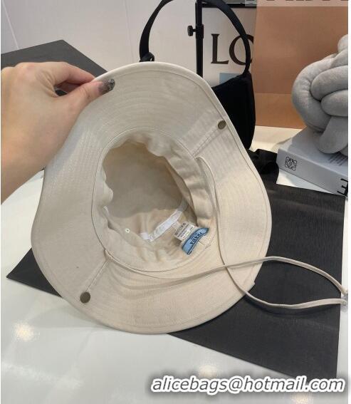 Top Quality Prada Canvas Wide Brim Bucket Hat PR08231 White 2023