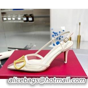 Discount Valentino VLogo Signature Heel Sandals in Transparent Polymer 4.5cm White 613158