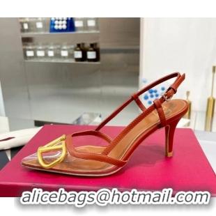 Top Grade Valentino VLogo Signature Heel Sandals in Transparent Polymer 4.5cm Brown 613159