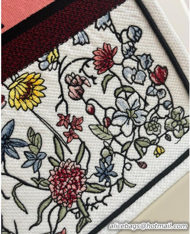 New Design LARGE DIOR BOOK TOTE White Multicolor Florilegio Embroidery M1286ZEMF