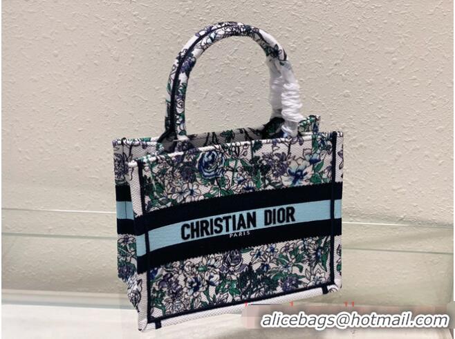 Promotional SMALL DIOR BOOK TOTE Multicolor Florilegio Embroidery M1296ZRG-2