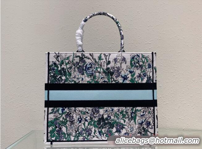 Luxurious LARGE DIOR BOOK TOTE Multicolor Florilegio Embroidery M1286ZEMF-2