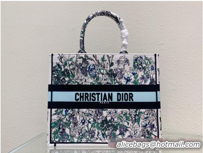 Luxurious LARGE DIOR BOOK TOTE Multicolor Florilegio Embroidery M1286ZEMF-2