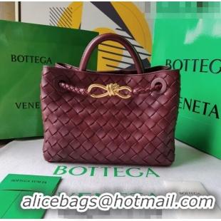 Good Looking Bottega Veneta Small Andiamo Top Handle Bag in Intrecciato Leather 743568 Burgundy 2023