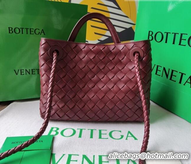 Good Looking Bottega Veneta Small Andiamo Top Handle Bag in Intrecciato Leather 743568 Burgundy 2023