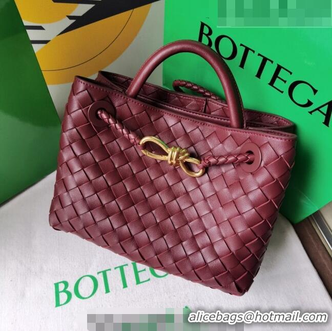 Good Looking Bottega Veneta Small Andiamo Top Handle Bag in Intrecciato Leather 743568 Burgundy 2023