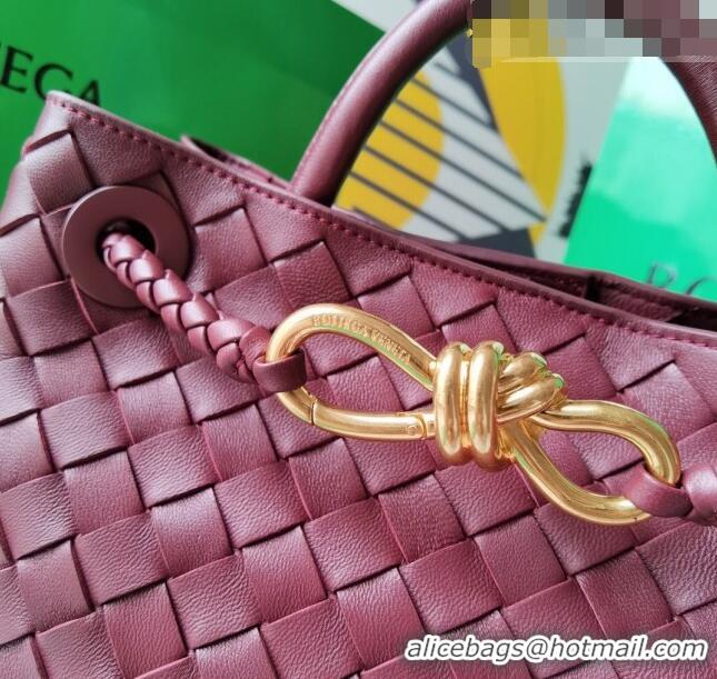 Good Looking Bottega Veneta Small Andiamo Top Handle Bag in Intrecciato Leather 743568 Burgundy 2023