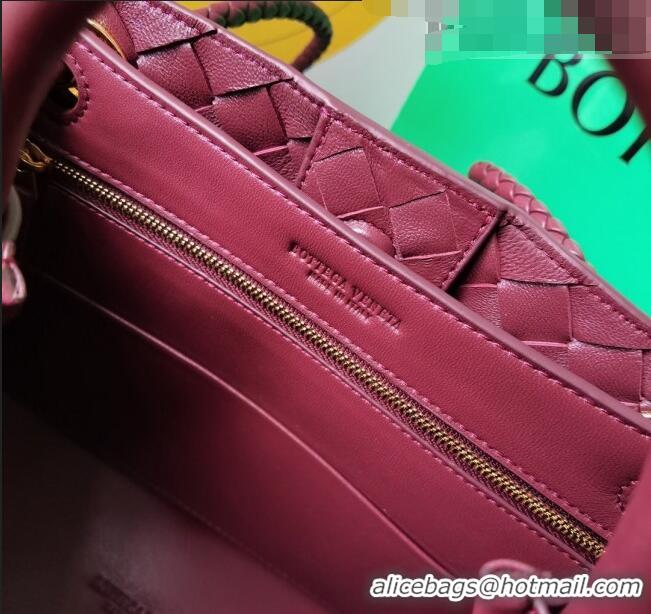 Good Looking Bottega Veneta Small Andiamo Top Handle Bag in Intrecciato Leather 743568 Burgundy 2023