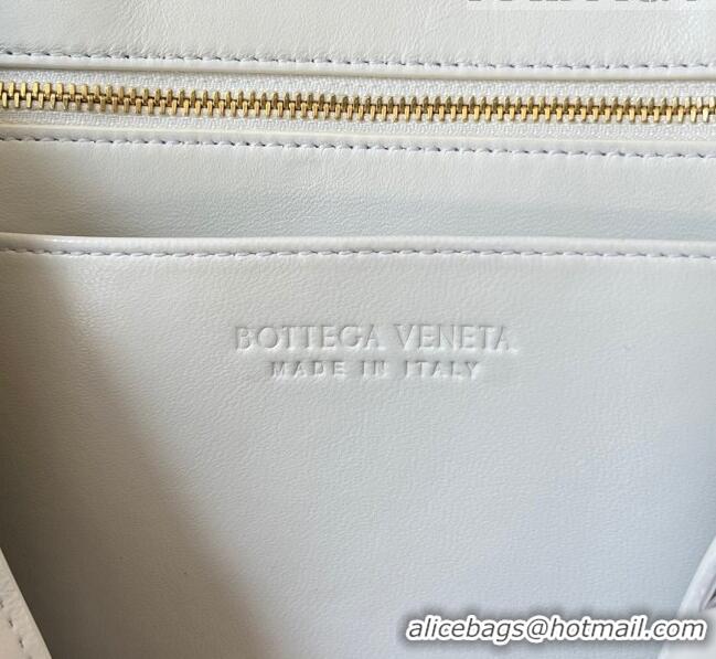 Best Price Bottega Veneta Small East/West Andiamo Top Handle Bag in Intrecciato Leather 754990 White 2023