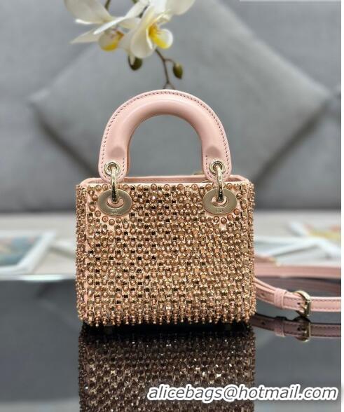 Super Quality Dior Lady Dior Micro Bag with Beads abd Sequins 0817 Nude Pink 2023