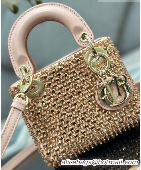 Super Quality Dior Lady Dior Micro Bag with Beads abd Sequins 0817 Nude Pink 2023