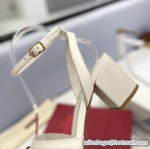 Unique Style Valentino VLogo Chain Medium Heel Sandals 5.5cm White 613177