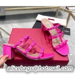 Sophisticated Valentino Rockstud Patent Leather Heel Slide Sandals 6cm All PP Pink 613182