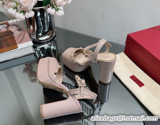 Grade Quality Valentino Roman Stud Platform Sandals 10.5cm Nude Pink 613193