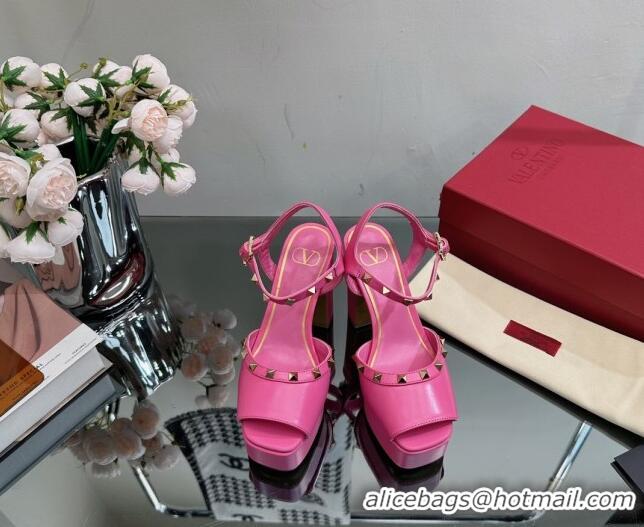 Shop Duplicate Valentino Roman Stud Platform Sandals 10.5cm Dark Pink 613195