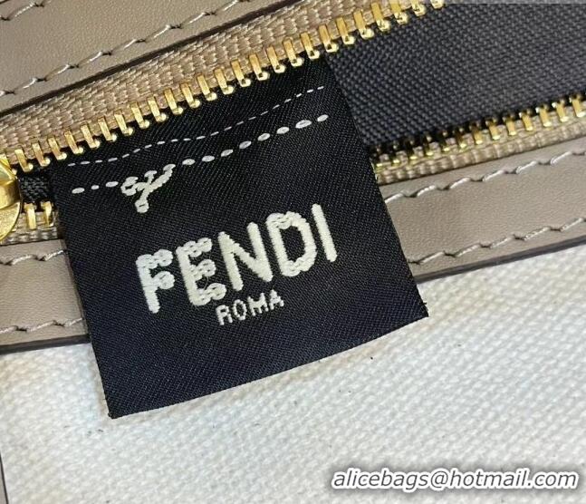 Discount Fendi Medium Baguette Bag in White and Multicolor canvas bag with FF embroidery F4071 2023