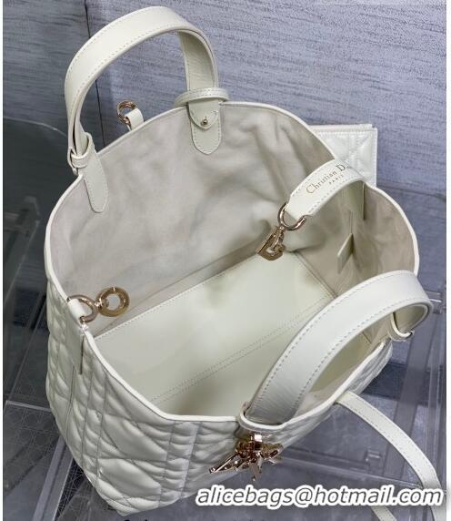 Inexpensive Dior Medium Toujours Tote bag in Macrocannage Calfskin CD4058 White 2023