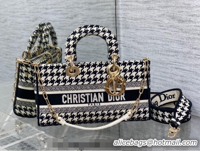 Grade Design Dior Medium Lady D-Joy Bag in Black and White Houndtooth Embroidery CD4059 2023