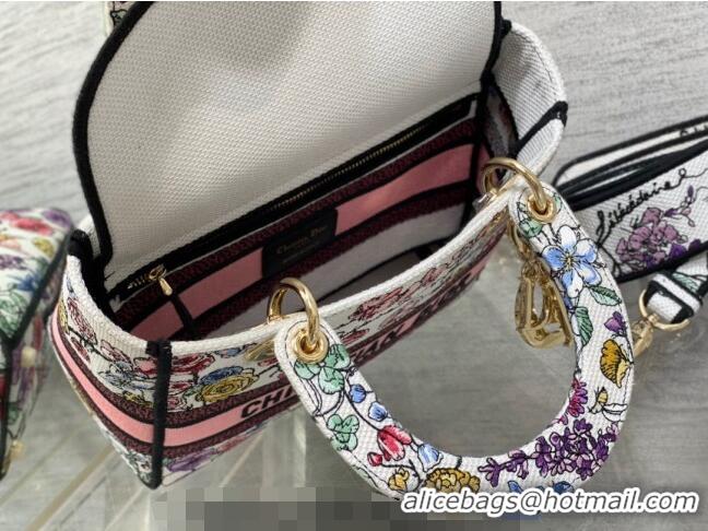 Promotional Dior Medium Lady D-Lite Bag in White Multicolor Florilegio Embroidery CD4060 2023