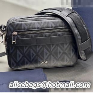 Top Design Dior Men's Safari Messenger Bag with Strap in CD Diamond Canvas CD4061 Black 2023