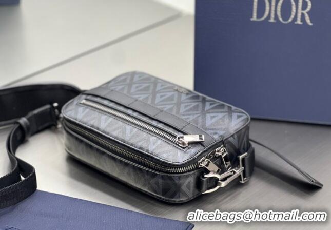 Top Design Dior Men's Safari Messenger Bag with Strap in CD Diamond Canvas CD4061 Black 2023