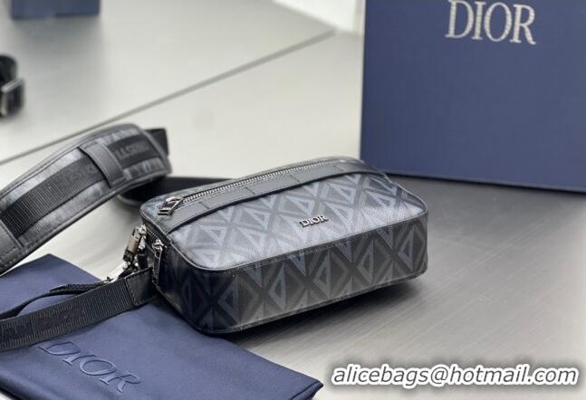 Top Design Dior Men's Safari Messenger Bag with Strap in CD Diamond Canvas CD4061 Black 2023