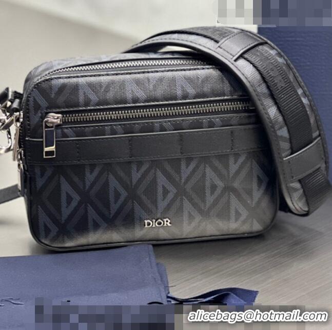 Top Design Dior Men's Safari Messenger Bag with Strap in CD Diamond Canvas CD4061 Black 2023