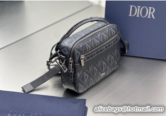 Top Design Dior Men's Safari Messenger Bag with Strap in CD Diamond Canvas CD4061 Black 2023